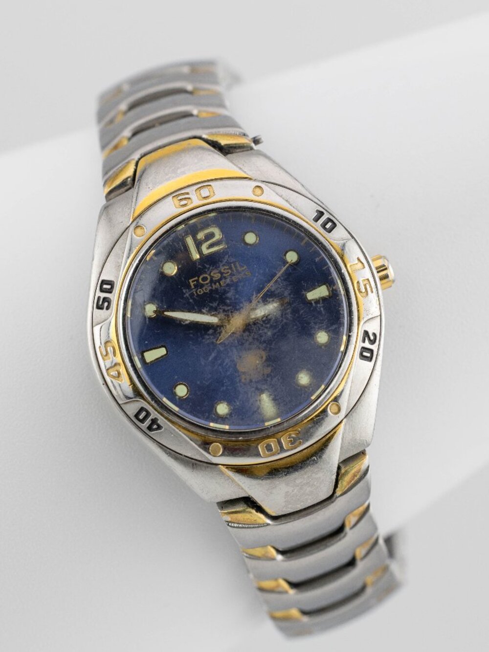 Fossil Blue AM-3428 Women’s Two Tone Quartz Analog Watch Fresh Battery